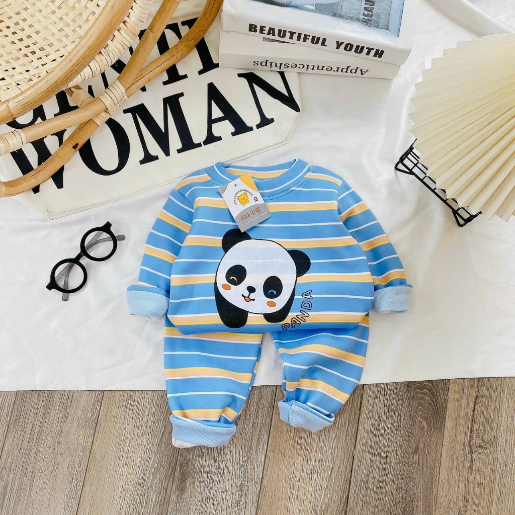 Bộ dài tay bé trai , bộ dài tay bé gái chất nỉ bông in hình kute từ 6kg đến 16kg