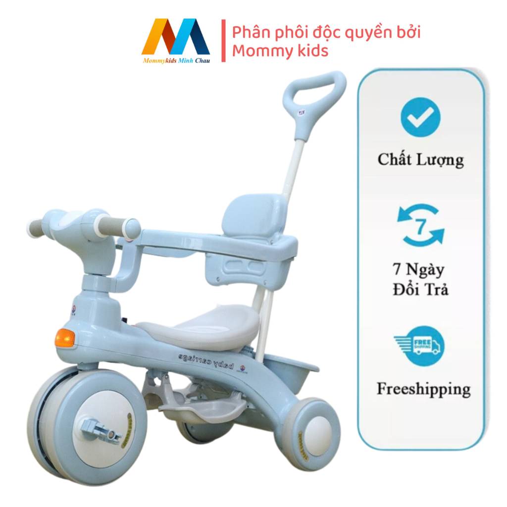 XE ĐẨY CHO BÉ KIÊM XE CHÒI CHÂN, XE ĐẠP 3 BÁNH 618 AN TOÀN CÓ KHUNG BẢO VỆ CHO Bé TẶNG KÈM Ô CHE NẮNG