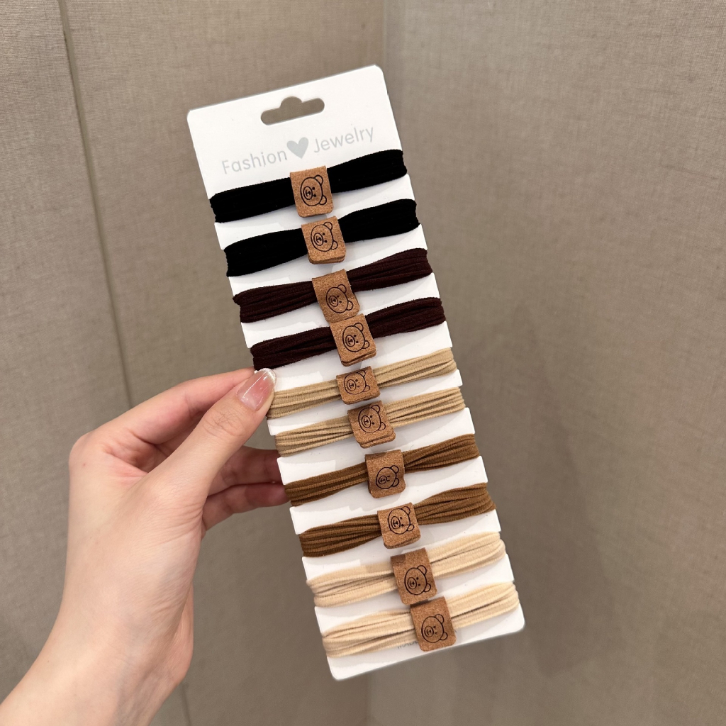 Dây cột tóc - Set 10 dây buộc tóc gấu nâu nhiều mầu dễ thương siêu xinh cho nàng shop BUKI