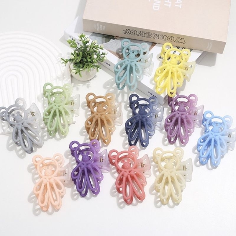 Kẹp Gắp Tóc Nhựa Hình Gấu Màu Ombre - KEP1613 - BCorner
