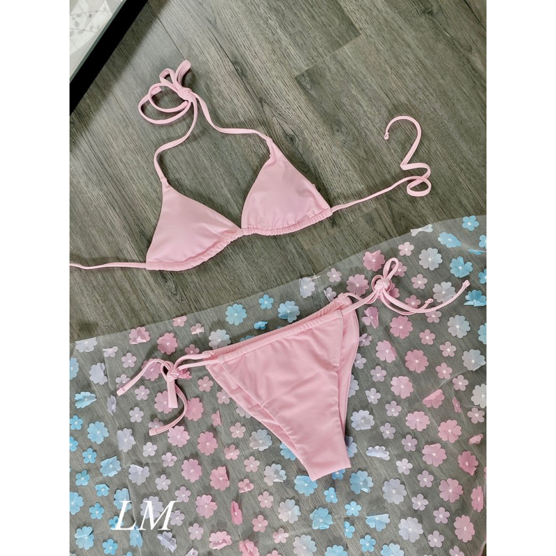 Bikini Hồng Pastel Dây Phối Màu Sắc Siêu Ngọt