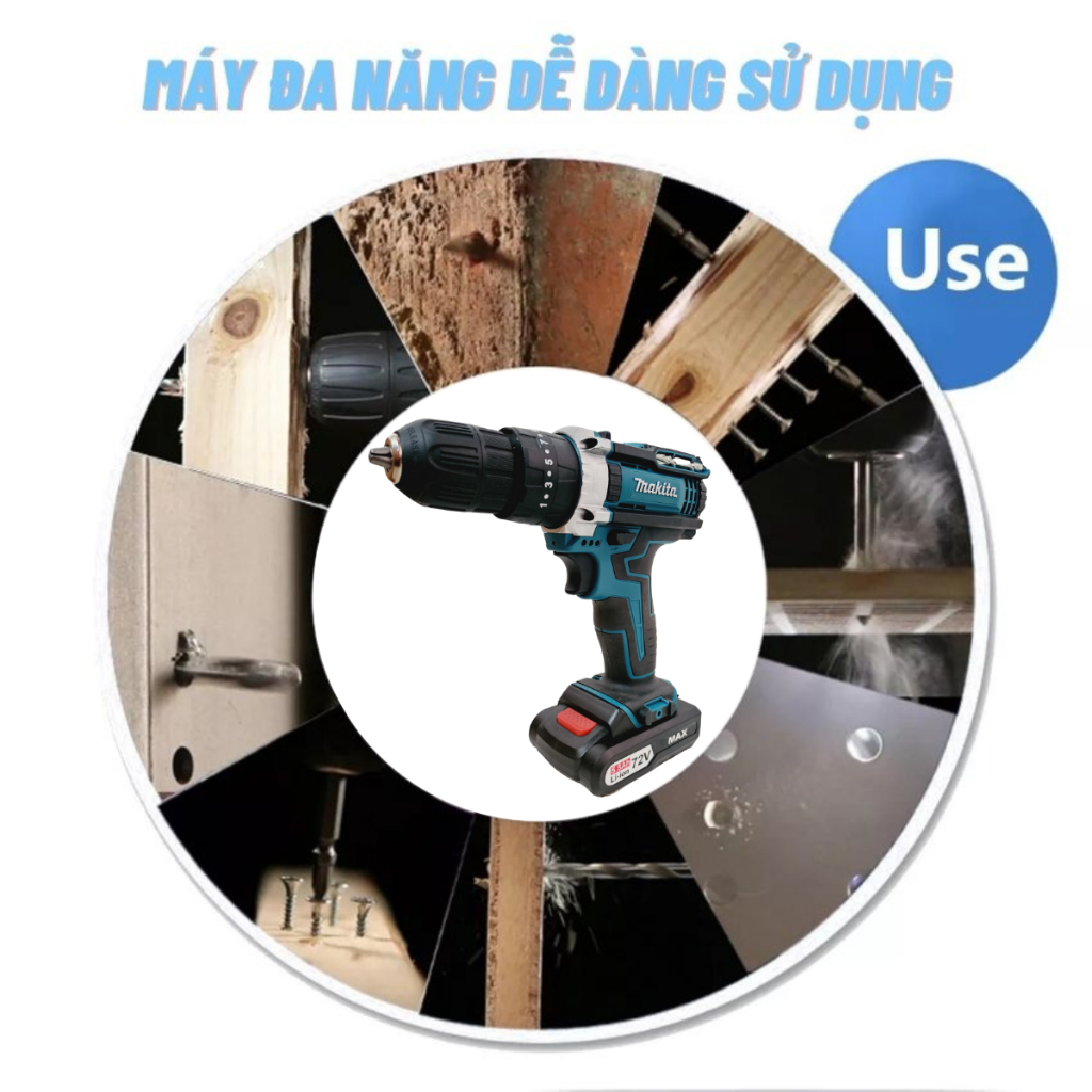 Máy khoan Makita 72V 3 Chức Năng - Khoan pin Makita lõi đồng 100% bảo hành 24 tháng