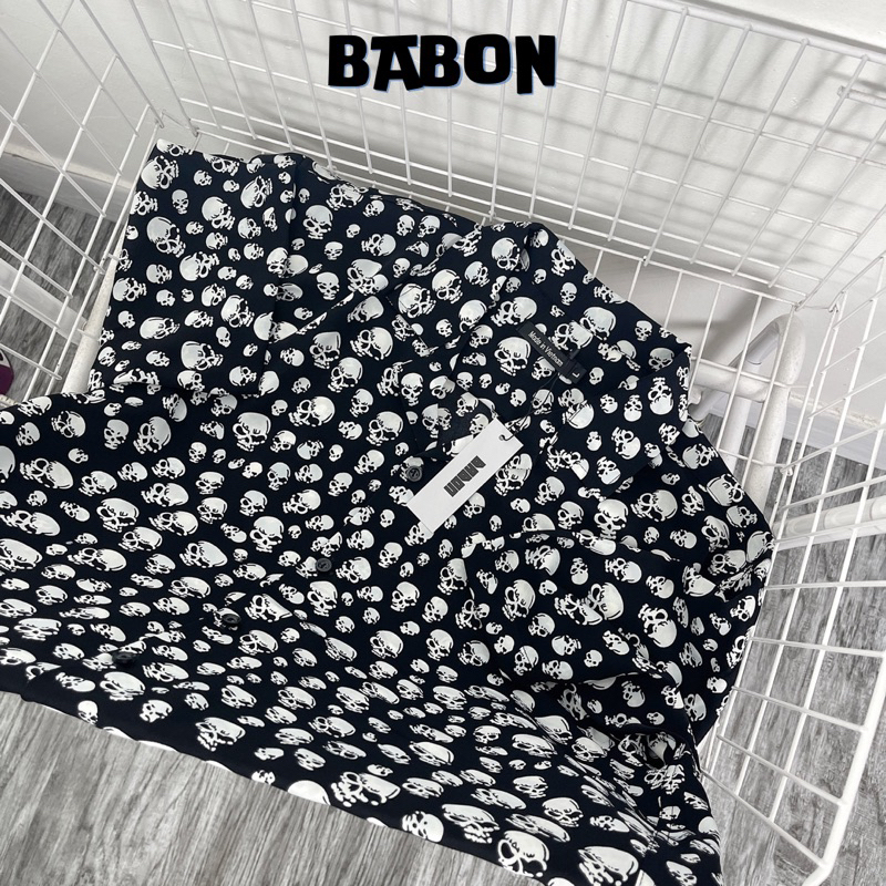 Áo sơ mi cộc tay Đầu Lâu cho nam nữ | BABON