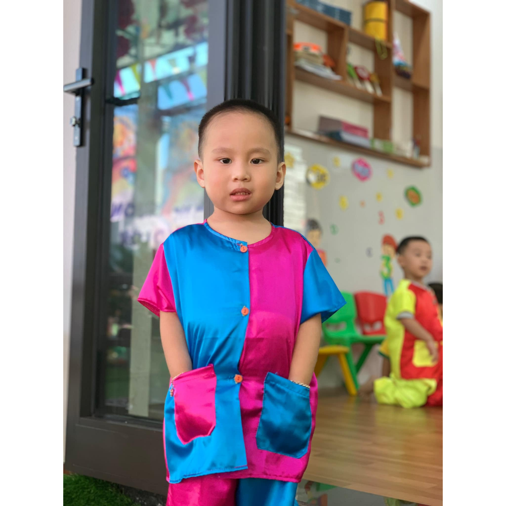 Bộ bà ba cho bé 10-30kg vải lụa đẹp đã kèm khăn