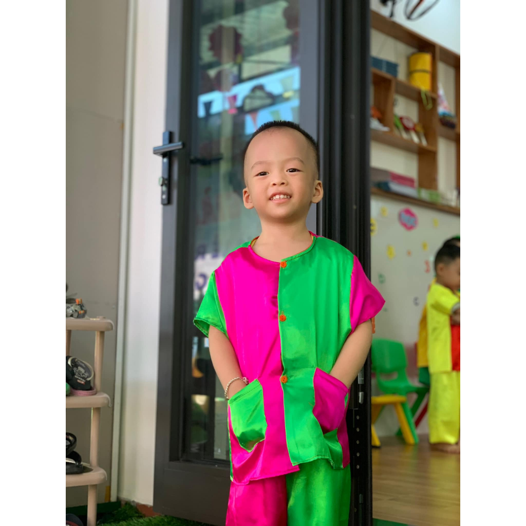 Bộ bà ba cho bé 10-30kg vải lụa đẹp đã kèm khăn