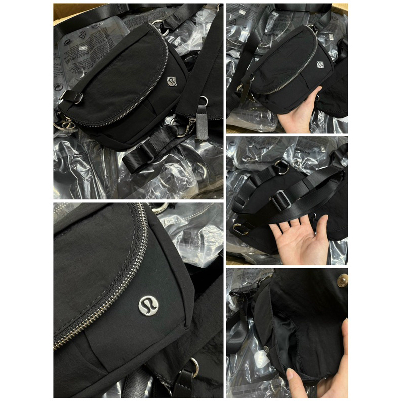 TNS-Túi đeo chéo vải mềm  Lulu Lemon crossbody bag--tone đen classic năng động