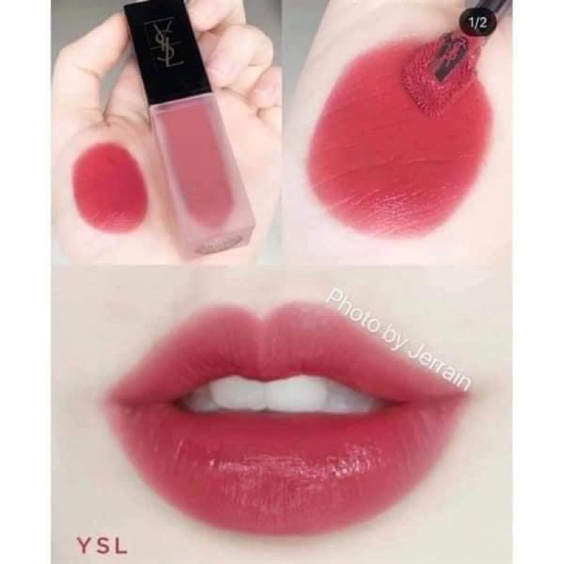 Son kem Ysl 39 204 216, tông màu đỏ nâu siêu tôn da, chất son mịn mướt, lì
