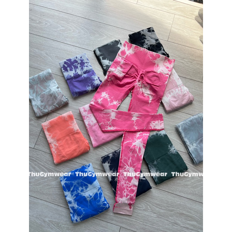 Quần legging tập gym loang vân đá có chun v3