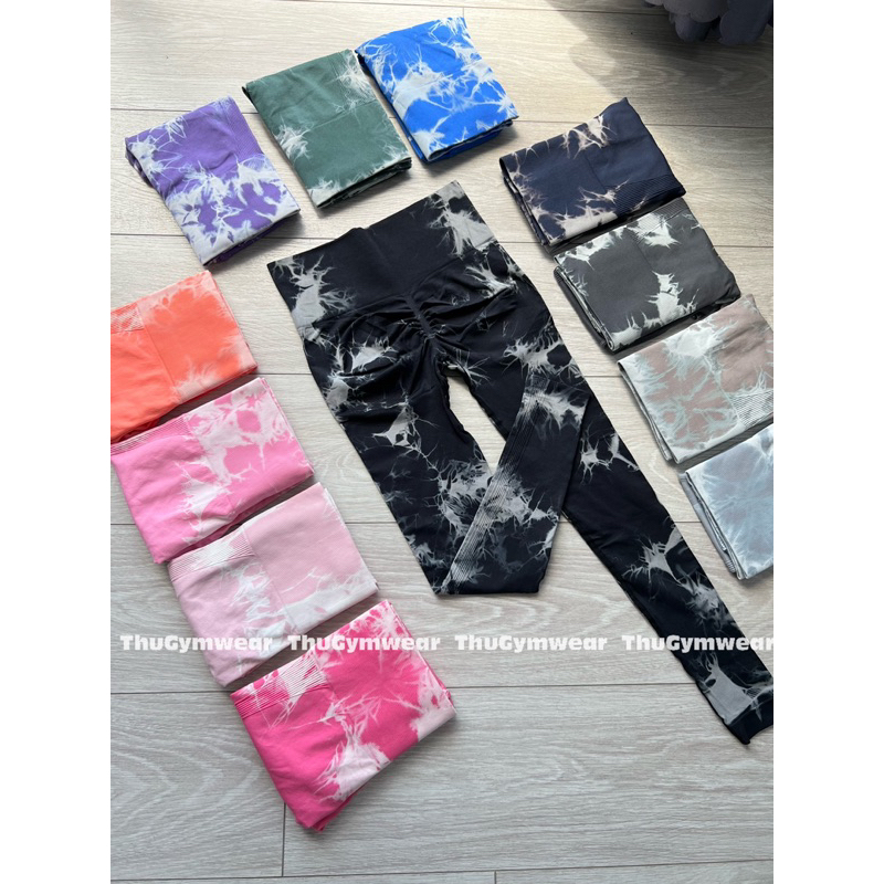 Quần legging tập gym loang vân đá có chun v3