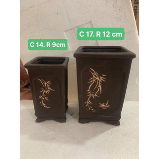 Chậu vuông đứng cây dáng đổ gốm bát tràng