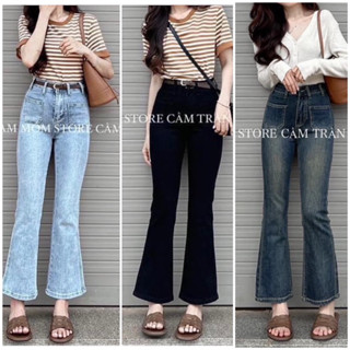 🌷Hot🌷 Quần jean nữ ống loe lỡ 9 tấc lai cuốn túi kiểu vuông trước(m45-m55)🌷 KLii jeans sẵn