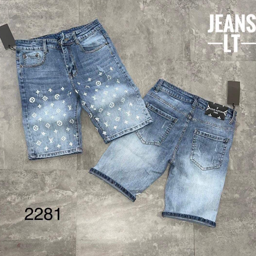 Quần short jean nam cao cấp short jean xanh phối cao cấp phong cách