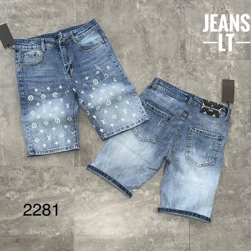 Quần short jean nam cao cấp short jean xanh phối cao cấp phong cách