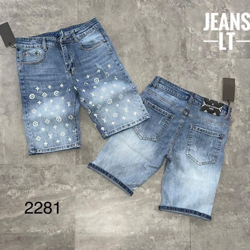 Quần short jean nam cao cấp short jean xanh phối cao cấp phong cách