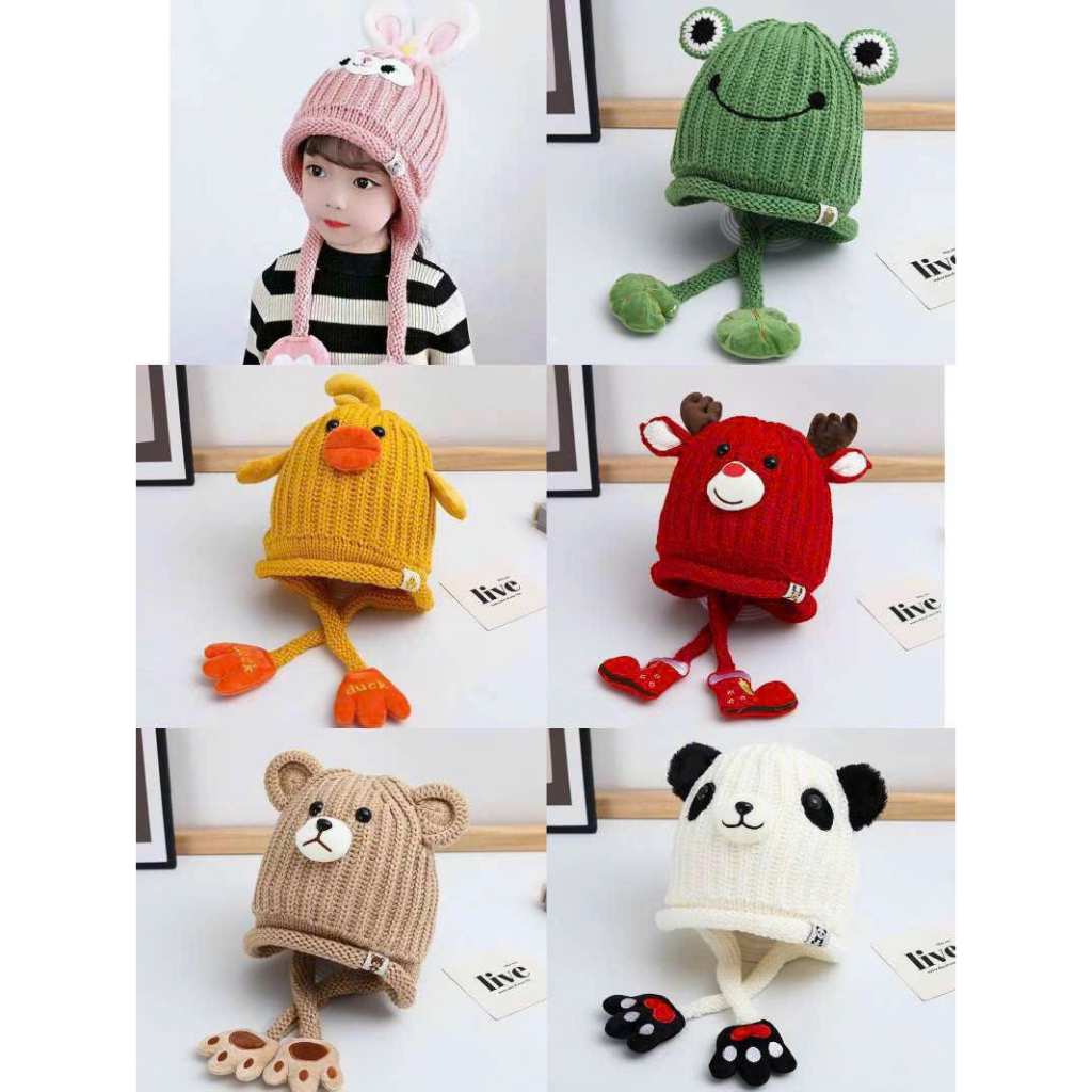 Mũ len hình thú đáng yêu nhiều màu giữ ấm dành cho bé vào mùa đông