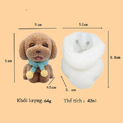 Khuôn silicon loại 1 hình gấu chó dễ thương, dùng làm đá, làm thạch, đúc tượng và nhiều loại khác
