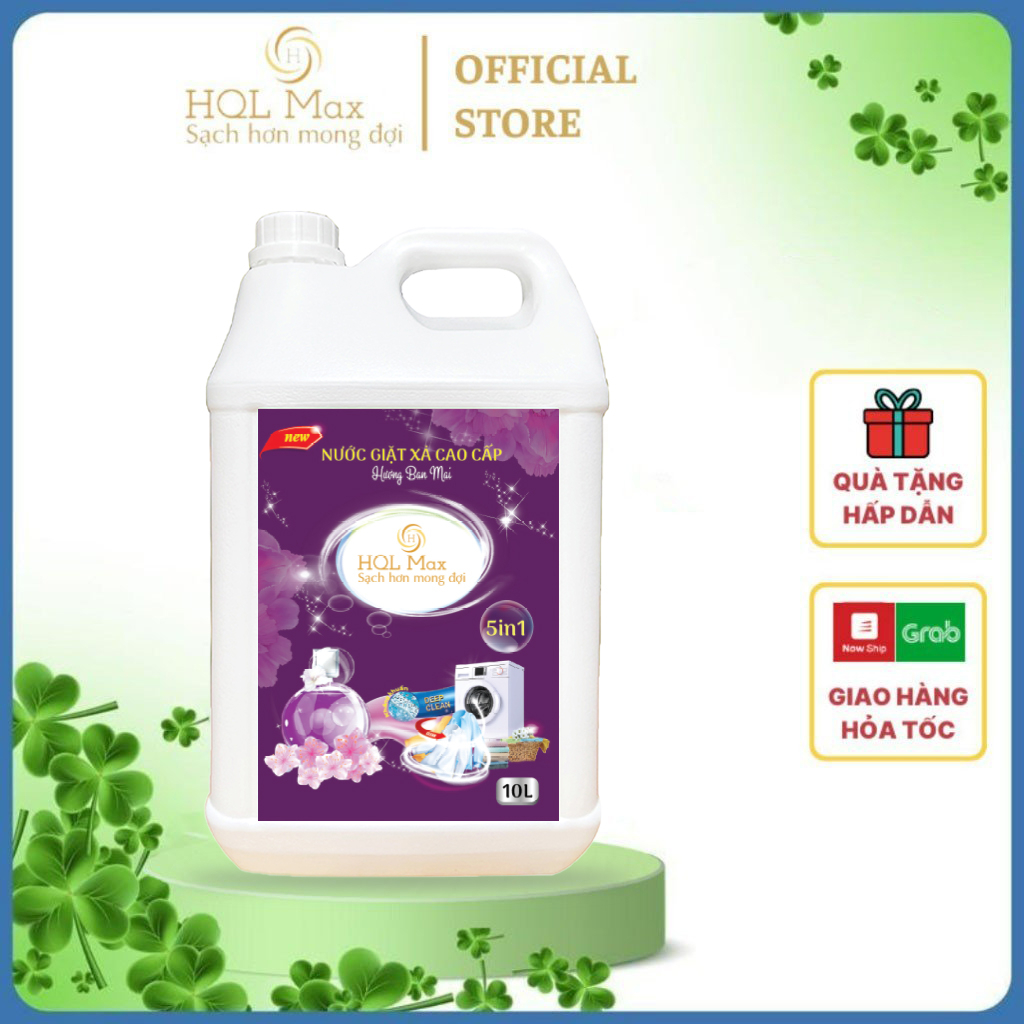 Nước Giặt Xả Làm Mềm Khử Mùi HQL Max 10L Cao Cấp Hương Thơm Ban Mai Quyến Rũ Từ Thiên Nhiên
