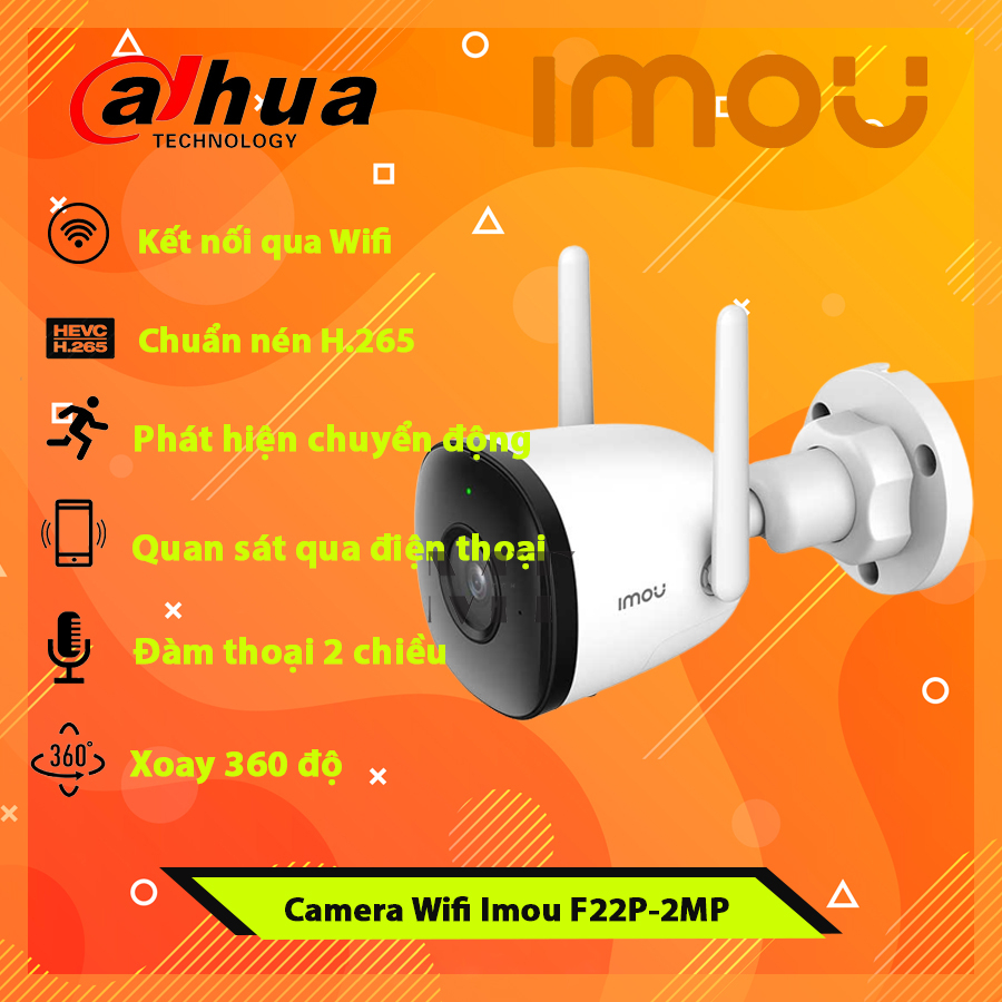 Camera IMOU Wifi ngoài trời có màu ban đêm F22FP độ phân giải 1080P Tặng kèm hộp BOX