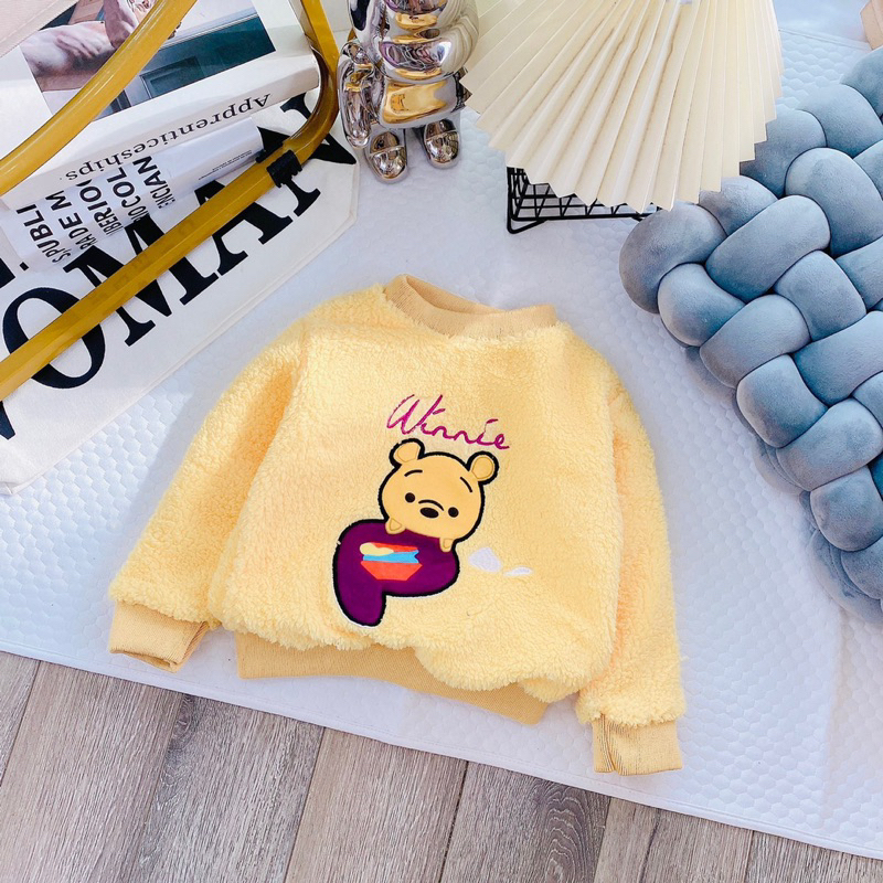 Áo lông cừu thêu hình ngộ nghĩnh bé gái