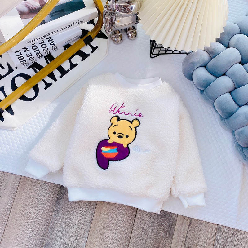 Áo lông cừu thêu hình ngộ nghĩnh bé gái