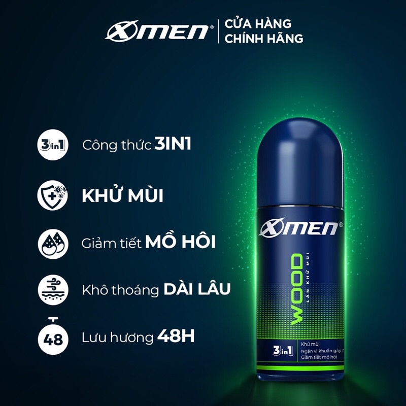 Lăn khử mùi X-Men For Boss, Wood, Fire  50ml