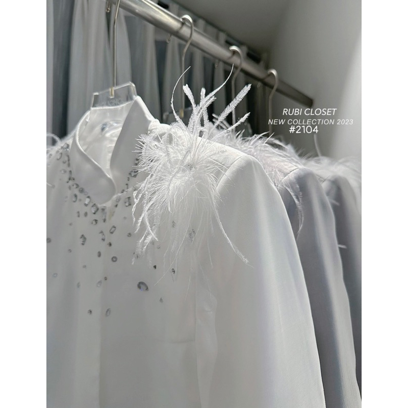 Áo vest sơ mi vai lông đính đá siêu hot