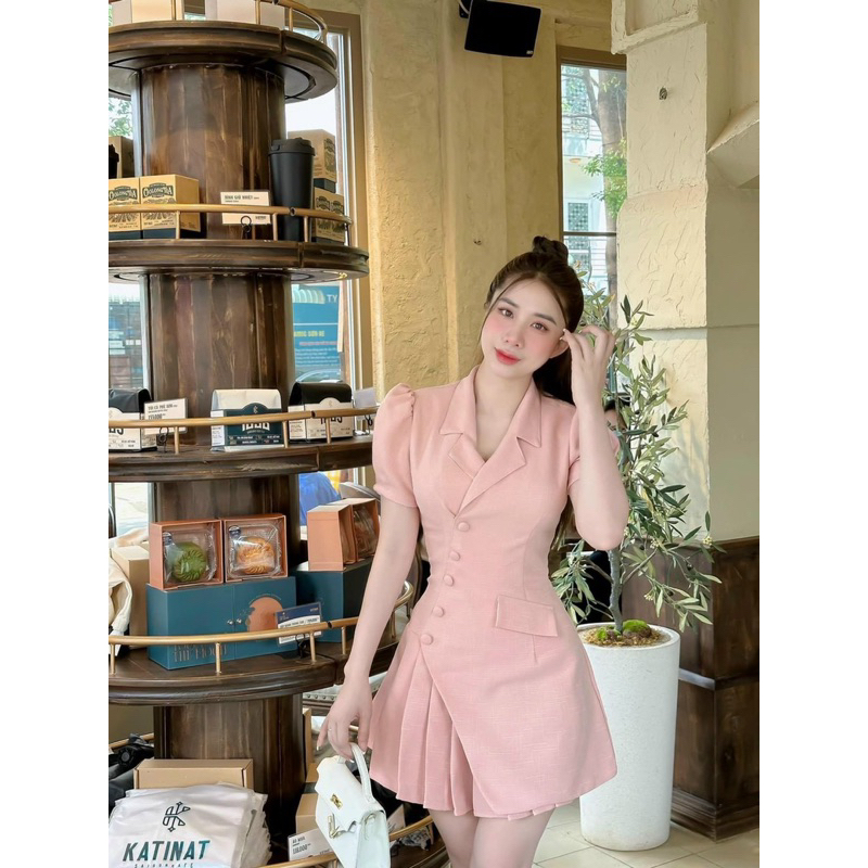 Đầm cổ vét dáng ôm vạt chéo đuôi cá chất lenin siêu đẹp