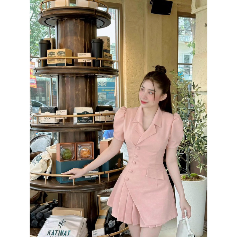 Đầm cổ vét dáng ôm vạt chéo đuôi cá chất lenin siêu đẹp