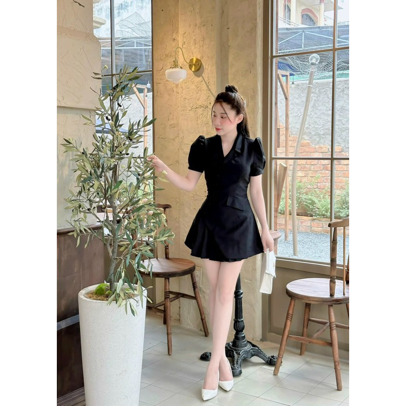 Đầm cổ vét dáng ôm vạt chéo đuôi cá chất lenin siêu đẹp