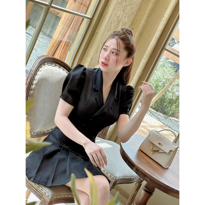 Đầm cổ vét dáng ôm vạt chéo đuôi cá chất lenin siêu đẹp