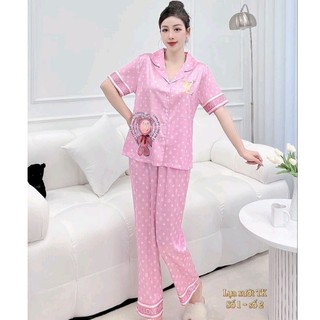 Đồ Bộ Mặc Nhà Pyjama Nữ Đẹp Lụa Xướt Cao Cấp Quần Dài Tay Ngắn🎀Hàng Có Size