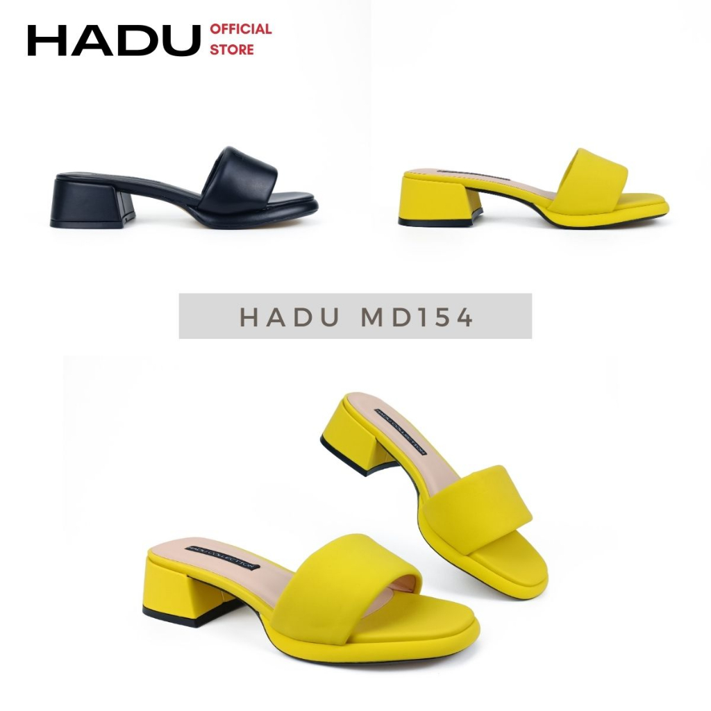 Dép Cao Gót Đế Vuông 5P Quai Bản Ngang DIFFERENT HADU MD154, Da PU Cao Cấp, BH 24T