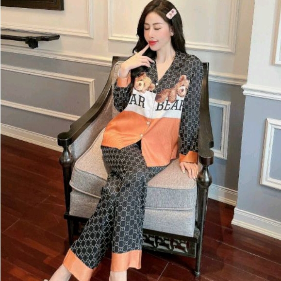 Bộ Pyjama Lụa Mặc Nhà Nữ Tay Dài Lụa Xướt Cao Cấp🎀Hàng Có Size