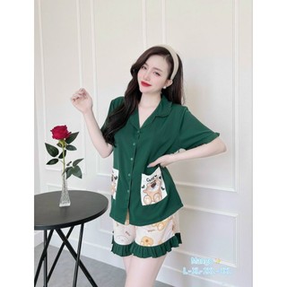 Bộ Pyjama Nữ Lụa Mango Mặc Nhà Cao Cấp Quần Đùi Áo 2 Túi🎀Hàng Có Size