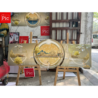 Tranh Set Bộ 3 Tranh Tráng Gương Cao Cấp/ Tranh Treo Tường Phòng Khách/ Phòng Ngủ/ Quà Tặng Tân Gia