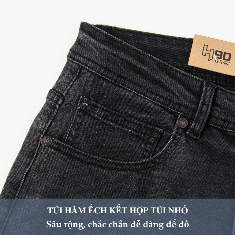 Quần Jean Nam H90, Ống Côn Dáng Ôm Slimfit, Chất Bò Co Giãn Vận Động Thoải Mái, Vải Mềm Mịn, Bền Màu HTRJ008