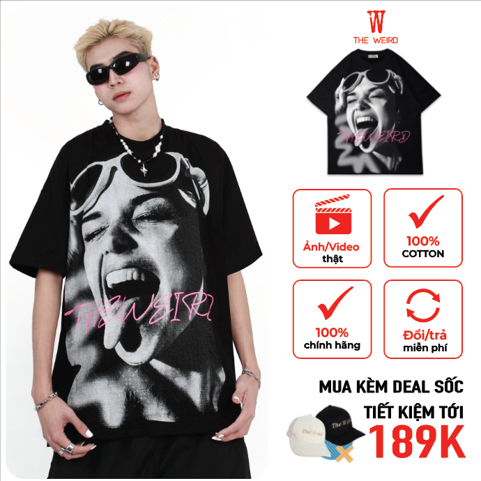LOCAL BRAND Áo thun The Weird Phong Cách Unisex Form Rộng ATK782