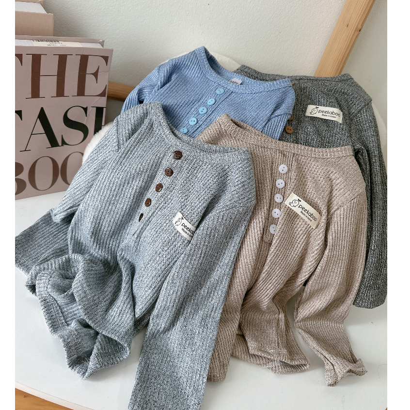 Bộ len tăm đính cúc bảng màu mới thu đông cho bé 8-19kg Namkidshop