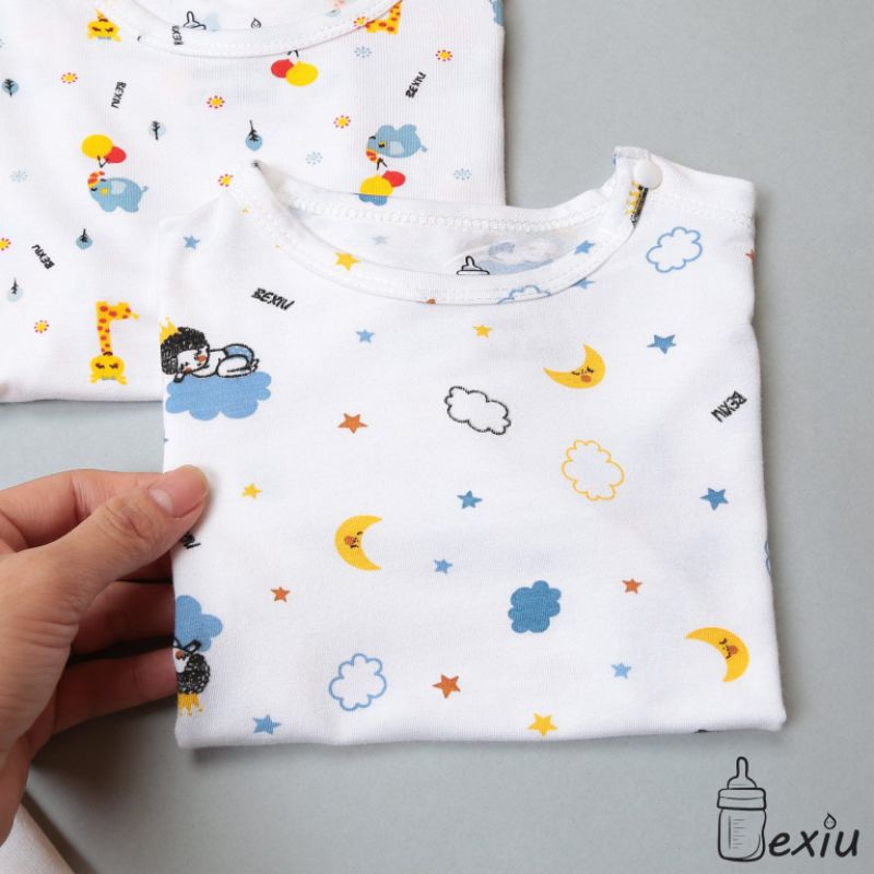 BỘ DÀI HOẠ TIẾT thun lạnh chống muỗi nút cài vai quần bo gấu cho bé sơ sinh 6-19kg BEXIU Vietnam