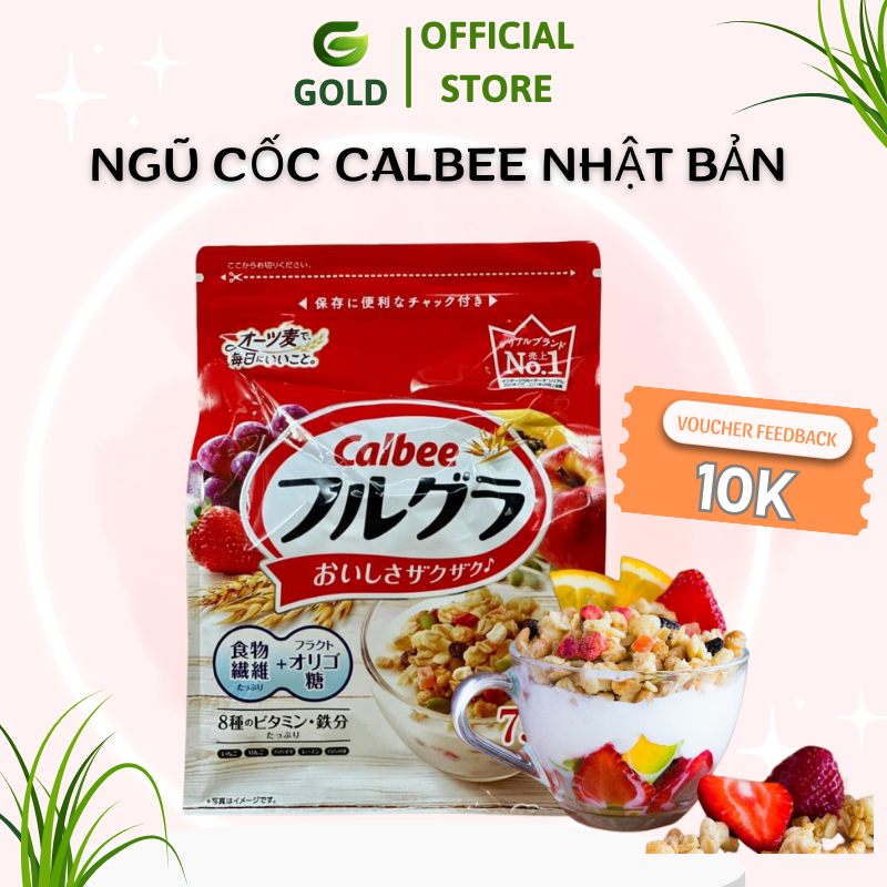 Ngũ cốc Calbee Ăn Kiêng Giảm Cân Nhật Bản mix - sữa chua trái cây Granola dùng ăn sáng 750G