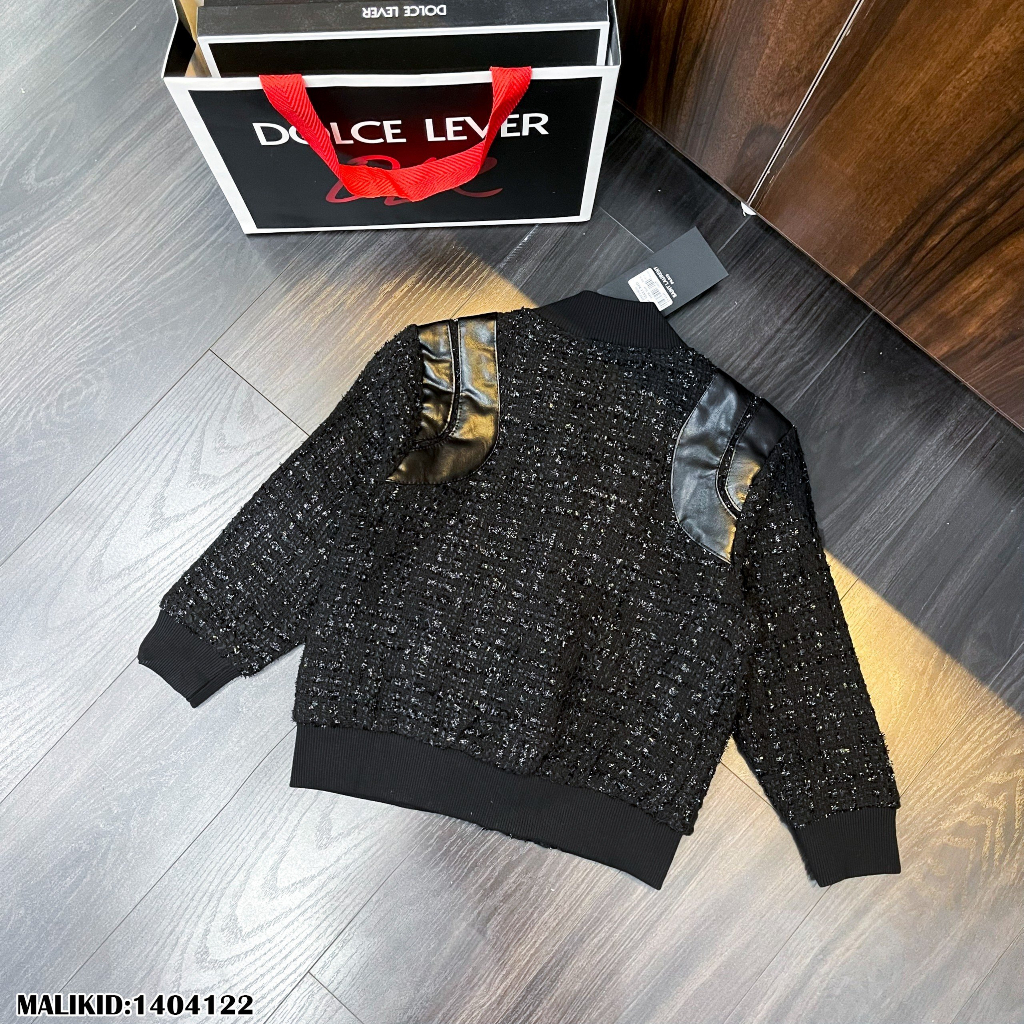 Áo Khoác Cho Bé Trai Màu Đen Chất Dạ Phối Da Dày Dặn Hàng Cao Cấp - Herokids