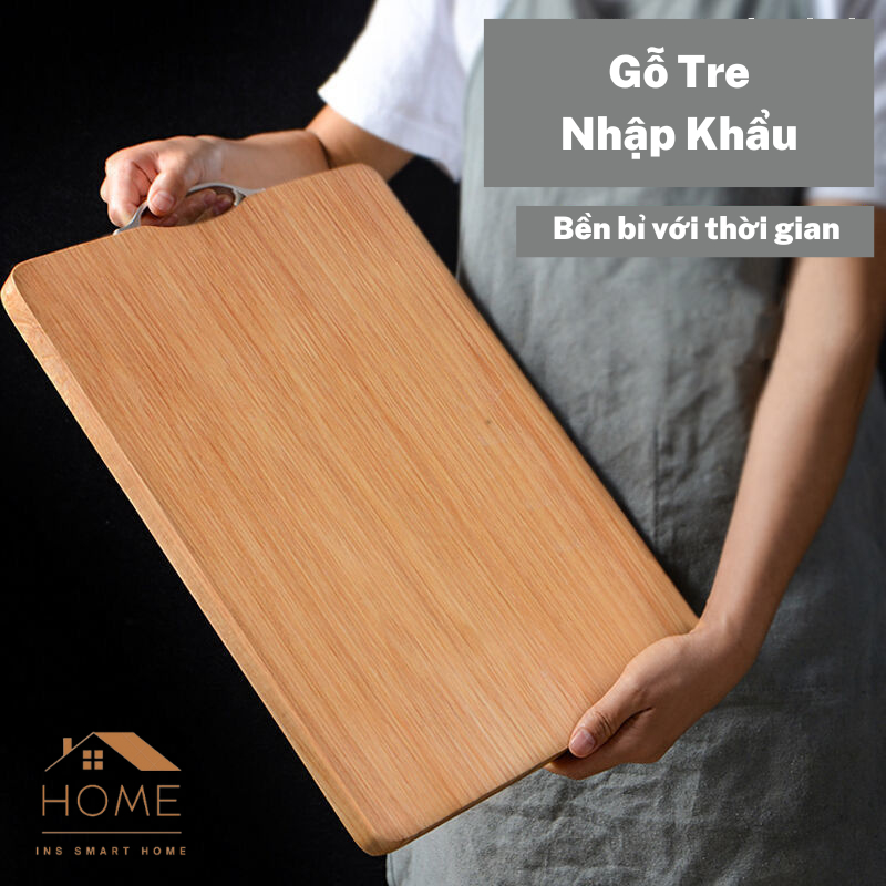 Thớt Gỗ Tre Nhập khẩu Cao Cấp INS TRE18- 19, Thớt Gỗ Tre Kháng Khuẩn Chống Nấm Mốc Có Khuy Treo