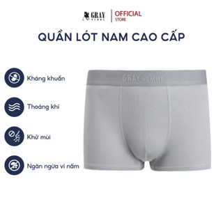 Quần sịp đùi Boxer nam GRAYHOMME vải dệt kim kháng khuẩn thấm hút cao cấp 100% thông hơi thoáng khí