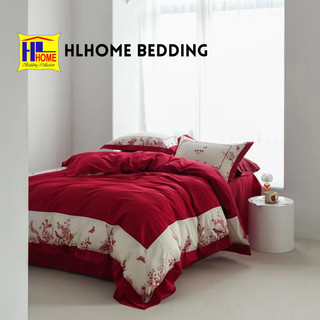 Bộ chăn ga lụa thêu hoa màu đỏ cưới cao cấp thoáng mát, mềm mại