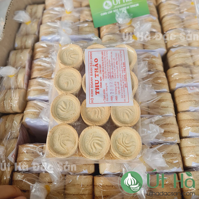 Bánh Đậu Xanh Tròn Đặc Sản Quảng Ngãi Bịch 24 Cái Bánh Đậu Xanh Nướng Giòn Thơm Ngon - Út Hà Đặc Sản