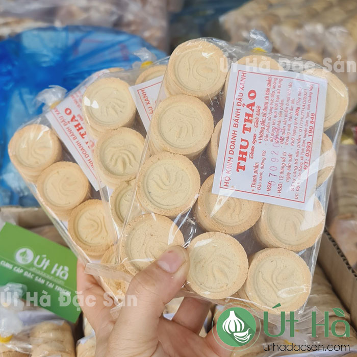 Bánh Đậu Xanh Tròn Đặc Sản Quảng Ngãi Bịch 24 Cái Bánh Đậu Xanh Nướng Giòn Thơm Ngon - Út Hà Đặc Sản