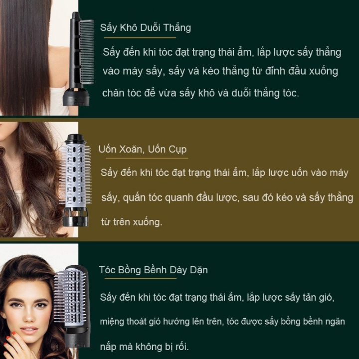 Máy Sấy Tóc Tạo Kiểu Đa Năng 4 IN 1-Máy Sấy Tóc 4 Trong 1 Uốn Duỗi Sấy Tạo Bồng Uốn Cụp Chuẩn Salon - Bảo Hành 12 Tháng