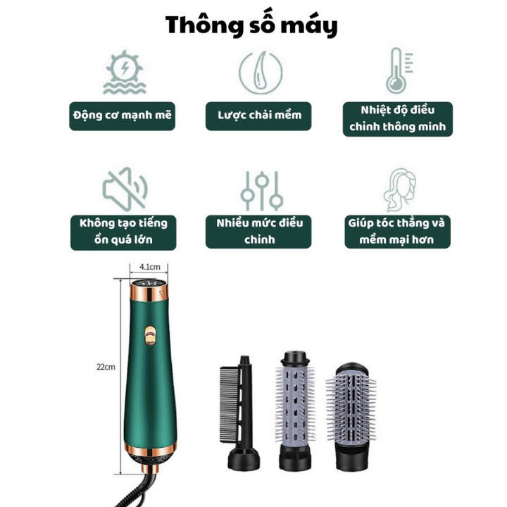 Máy Sấy Tóc Tạo Kiểu Đa Năng 4 IN 1-Máy Sấy Tóc 4 Trong 1 Uốn Duỗi Sấy Tạo Bồng Uốn Cụp Chuẩn Salon - Bảo Hành 12 Tháng
