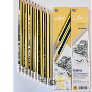 Hộp 10 Cây Chì gỗ học sinh Thiên Long HB GP-04, đầu gôm tiện lợi, thân lục giác dễ cầm nắm