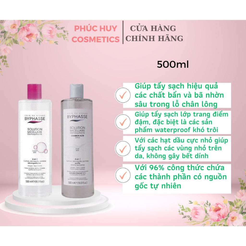 TẨY TRANG BYPHASSE SOLUTION MICELLAIRE FACE 500ML